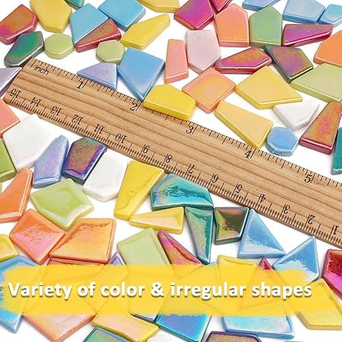 Youway Style Iridescent Glass Mosaic Tiles for Crafts Bulk,200g Broken Mosaic Glass Pieces for DIY Home Garden Art Projects, Handmade Crafts & Decor thumbnail 7
