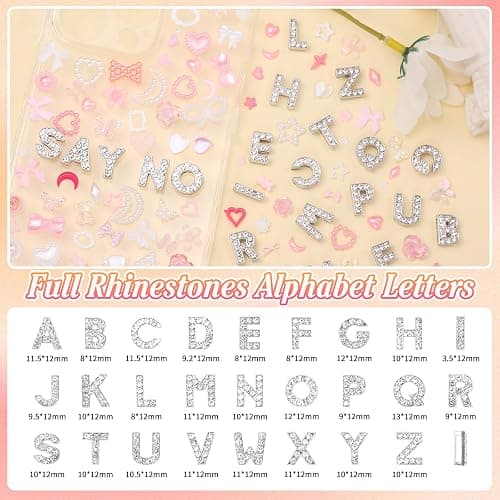 Anower 330 Pcs Junk Phone Case Charms, 26 Pcs A-Z Alphabet Letter Charms thumbnail 2