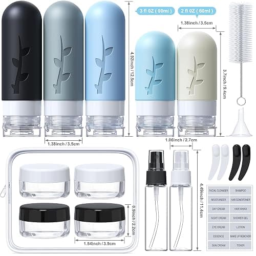 Aeomni 19 pack Travel Bottles for Toiletries, TSA Approved Silicone trave Size Containers for toiletries Set, Refillable & Leakproof Travel Size Bottles thumbnail 2