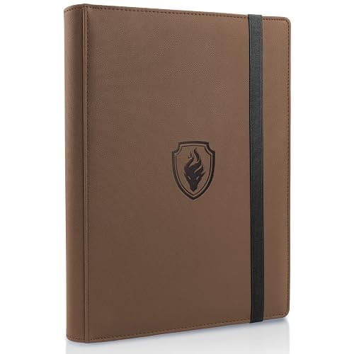 Premium Card Binder with 9 Pockets, Sturdy Fabmaker Trading Card Albums for 360 Cards, Brown PU Cover Album Holders for YuGiOh, MTG, TCG, Sports Cards - Image 1