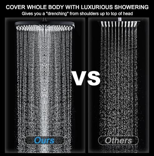 High Pressure Rain Shower Head: Upgrade Shower Heads with Handheld Spray Combo with Fixed Showerhead and 10 Sprays Handheld Shower Head, Detachable Showerheads Built-in Magnetic Docking and Power Jets thumbnail 6