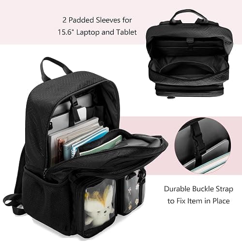 Prokva Ita Bag Pin Display Backpack with Insert, Kawaii Aesthetic Backpack with Laptop Sleeve for Cosplay and Concert, Black (Pins NOT Included, Patent Design) thumbnail 4