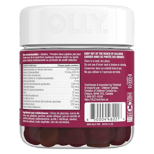 OLLY Women's Multi Gummy Supplement with no artificial flavours and colours Blissful Berry multivitamin to help support women's health 45 day supply 90 gummies thumbnail 3