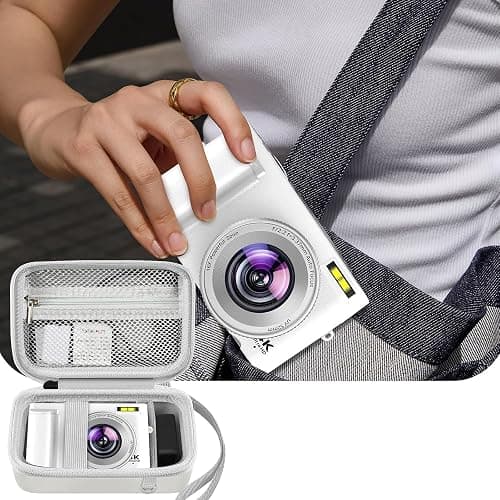 Leayjeen Digital Camera Case Compatible with 4K HD Digital Cameras 64MP, 16x Zoom Camera Portable Hard Case Includes Shoulder Strap and Mesh Storage Pocket(White)(Case Only) thumbnail 6