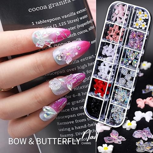 Teenitor Nail Charms Nail Art Kit with 15 Sheets Gold Nail Stickers, 6 Boxes of Nail Gems Nail Art Tools Nail Rhinestones for Nails, Nail Supplies 3D Nail Charms and Gems Nail Decals Nail Pearls thumbnail 5