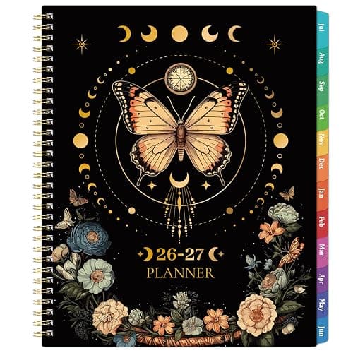 Planner 2026-2027 - Academic Planner 2026-2027, July 2026 - June 2027, 9" x 11", 26-27 Planner Weekly and Monthly, Colorful Tabs, Back Pocket, Perfect Daily Organizer - Butterfly - Image 1
