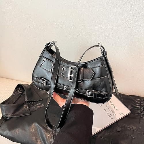 Sanxine Shoulder Bags for Women Small Y2k Purses Punk Shoulder Purse Lightweight Hobo Bag Handbags Trendy Crescent Bags thumbnail 3