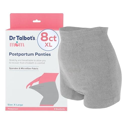 Dr. Talbot's Mom Postpartum Underwear - 8 Count - Size X-Large Disposable Panties for Postpartum Care - Gray - Image 1