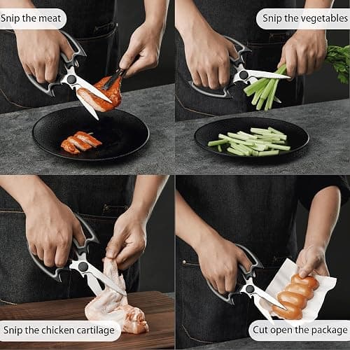 OMDAR Magnetic Kitchen Scissors All Purpose 2 Pack - Halloween Bat Kitchen Shears - Heavy Duty Stainless Steel Cooking Shears for Cutting Meat, Food, Poultry - Featuring a Magnetic Protective Sheath thumbnail 7