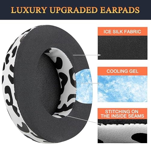 SoloWIT Cooling Gel Earpads Replacement for Beats Studio 2 & Studio 3 Wired & Wireless Headphones, Ear Pads Cushions with High-Density Noise Isolation Foam, Added Thickness - Snow Leopard thumbnail 4