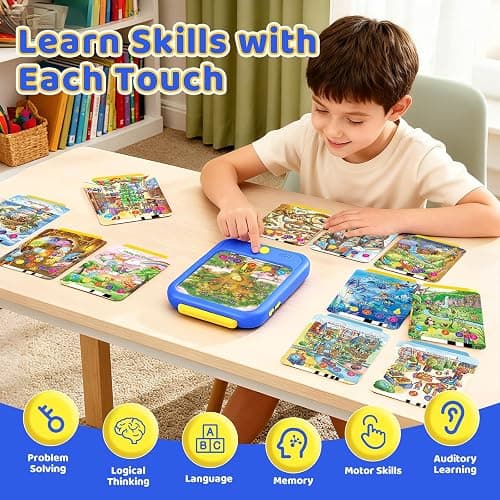 Kids Learning Tablet Bilingual, Montessori Educational Learning Toys for Toddlers 2-5 Year Olds, with 2000+ Words and Games, Speech Therapy Autism Toys, 2 3 4 5 Year Old Boy Girl Birthday Gift(Blue) thumbnail 5