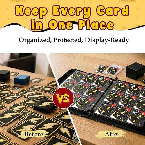Card Binder for Pokemon Cards, 9 Pocket Trading Card Binder Holds 900 Cards with 50 Removable Sleeves, 3 Ring Zipper Card Holder Album Book Case for TCG, MTG, Sports Cards Collection, Boys Girls thumbnail 8