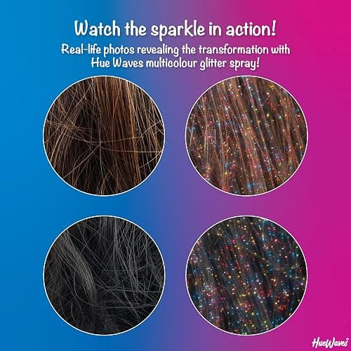Hue Waves Multicolour Hair & Body Glitter Spray 120ml – Instant Sparkle for Festivals & Parties, Easy Wash-Out, Cruelty-Free, Gift-Ready Rainbow Box thumbnail 2