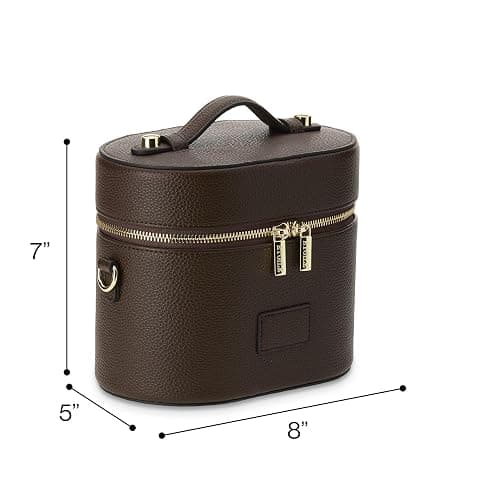 ETOILE - Oval Toiletry Case Espresso - Travel Makeup Bag Organizer with Shoulder Strap and Removable Divider thumbnail 5