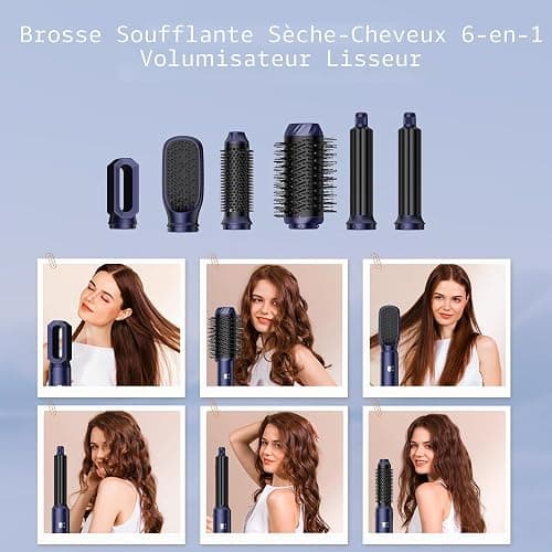 Air Styler Brush 6 en 1 Hair Air Brush Brosse Chauffante Brushing Sèche-Cheveux 6 en 1 Brosse Soufflante Airstyler Boucleur a Cheveux à Air Brosse à Lissante Ensemble Airbrush Coiffure Femmes thumbnail 8