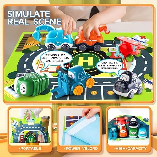 Truck Car Toys for 1 Year Old Boy with Playmat (Storage Bag)|Baby Toys 12-18 Months|Toddler Age 1-2|First Birthday for 1 2 Year Old Boy thumbnail 4