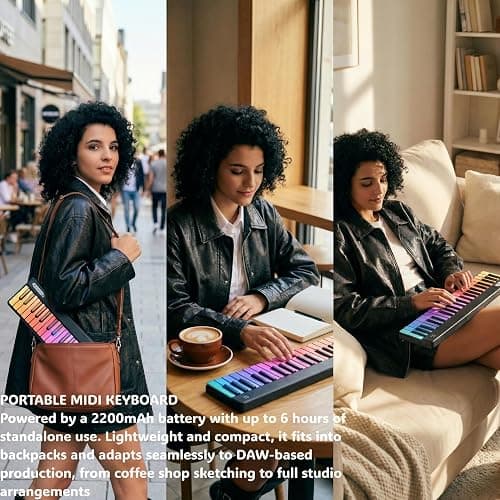 PartyKeys 36-Key Smart Piano, Portable Modular RGB MIDI Keyboard, Black | Portable RGB smart piano for guided play, music games and custom tools; connect by Bluetooth MIDI, USB-C or PartyStudio thumbnail 6