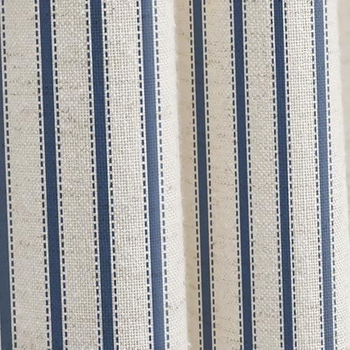 NDDYCU Navy Blue Linen Shower Curtain 72x72 Inches,Vertical Stripe Bath Curtain,Rustic Farmhouse Bathroom Decor,Vintage Cottagecore Boho Style thumbnail 6