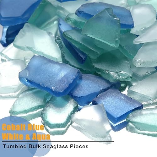 Jetec Sea Glass for Crafts Seaglass Pieces Decor Flat Frosted Sea Glass Vase Filler Crushed for Beach Wedding Party Decor Home Aquarium DIY Art Craft Supplies(Blue, White, Green) - Blue, White, Green thumbnail 2