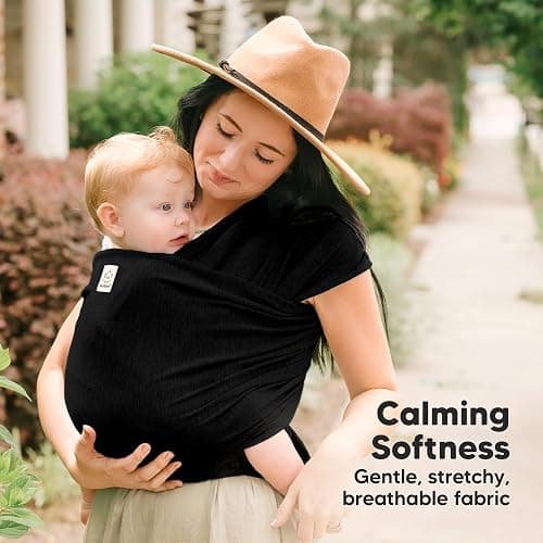 KeaBabies Baby Wrap Carrier - All in 1 Original Baby Carrier Newborn To Toddler Sling, Easy to Wear, Hands Free Bonding, Lightweight, Breathable Infant Wraps (Trendy Black) thumbnail 3
