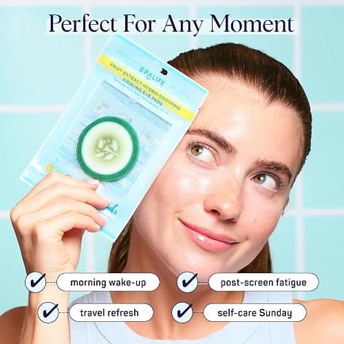 SpaLife Cooling Cucumber Eye Pads | Spa Gifts & Korean Dark Circles & Puffy Eyes Treatment | Nourishing Cucumber Eye Pads | Eye Mask for Puffy Eyes Daily Depuffing Eye Patches | 4 Packs of 12 thumbnail 6
