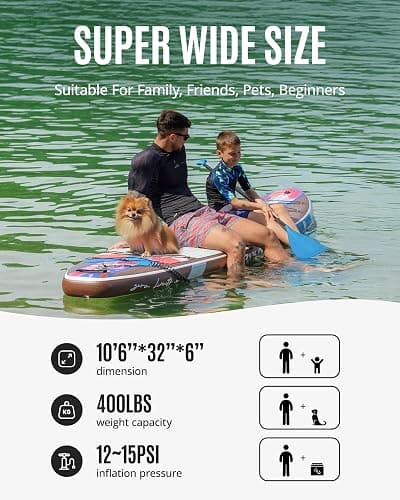 ZLX Inflatable Stand Up Paddle Board, 10'6" SUP Non-Slip Stable Deck Pad, Unique Center Fin, Premium Accessories, Portable Paddleboard for Adults, Beginners, All Skill Levels thumbnail 6