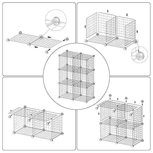 C&AHOME Wire Cube Storage, 6 - Cube Organizer Metal C Grids, Modular Shelves Units, Closet Organizer, Ideal for Home, Office, Living Room, 36.6”L x 12.4”W 36.6”H, Blue UWCS3006B thumbnail 9