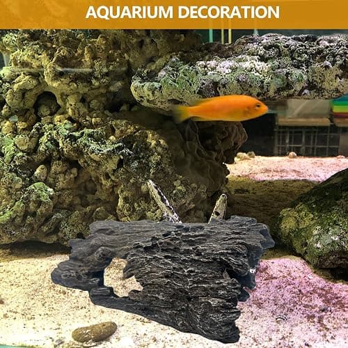Tfwadmx Bearded Dragon Hide, 13.5" Large Reptile Hideout, Resin Simulated Hollow Log for Aquarium, Betta Fish Hideout, Reptile Tank Accessories for Corn Snakes, Young Ball Pythons, Geckos, Axolotls thumbnail 5