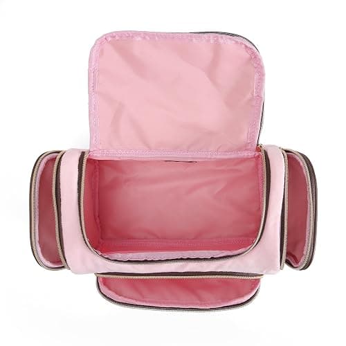 Juicy Couture Pink Makeup Bag Cosmetics Organizer Travel Essentials Duffel Velour Gold Terrier Dog Rhinestone Crown thumbnail 6