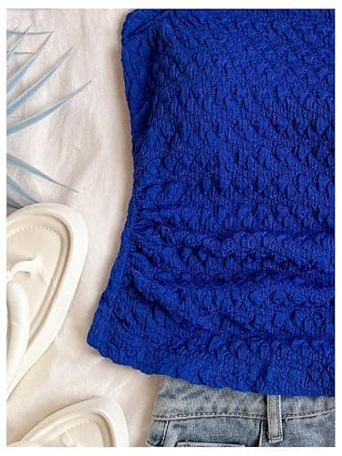 SOLY HUX Women's Halter Top Tie Back Textured Going Out Concert Beach Vacation Crop Tops Summer Sleeveless Camisole thumbnail 4