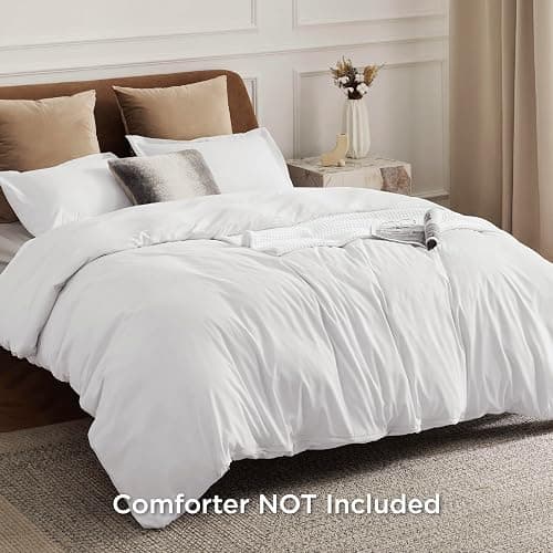 Bedsure Duvet Cover Full Size - Soft Double Brushed Bedding Set for Kids & Adults, Zipper Closure, 3 Pieces, Includes 1 Duvet Cover (80"x90") & 2 Pillow Shams, NO Comforter, White - Full (80" x 90") - 00 - White thumbnail 2