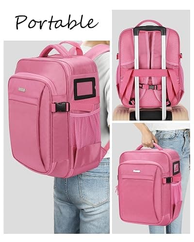 Relavel Makeup Backpack, Professional Travel Train Case Makeup Artist Kit Set Bag for Women Extra Large Cosmetic Organizer, Brush Storage Holder, with Adjustable High Dividers, Rose Pink thumbnail 5