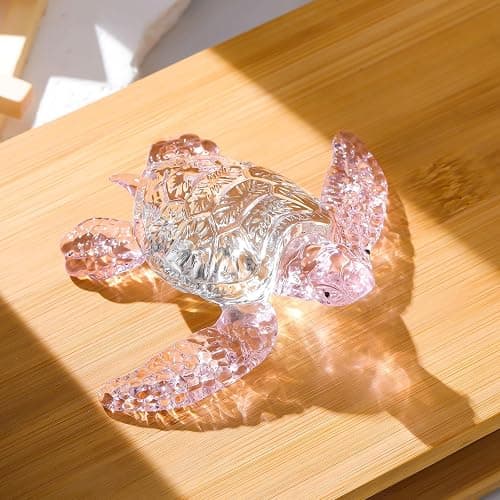 Movdyka Crystal Pink Sea Turtle Decor Gifts for Women, Sea Turtles Statue Blown Art Glass Animals Sculpture Collection Figurine Home Decor, Paperweight Birthday Present for Best Frien thumbnail 3