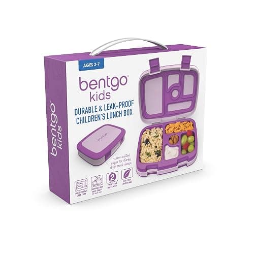 Bentgo® Kids Children’s Lunch Box - Leak-Proof, 5-Compartment Bento-Style Kids Lunch Box - Ideal Portion Sizes for Ages 3 to 7 - BPA-Free, Dishwasher Safe, Food-Safe Materials (Purple) thumbnail 6