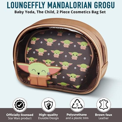 Loungefly Mandalorian Baby Yoda Grogu The Child 2 Piece Cosmetics Bag Set thumbnail 5