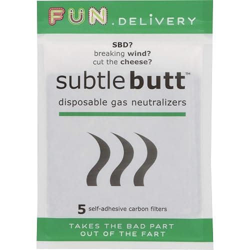 Subtle Butt Disposable Activated Charcoal Odor Absorber for Gas Relief for Adults, Flatulence Deodorizing Pad, 5 Pack Thin Carbon Fart Filter Underwear & Gag Gifts That Actually Work - Image 1