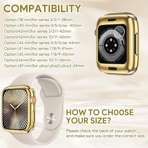 JR.DM 40mm Soft Flexible TPU Case Compatible for Apple Watch Series 6/5/4/SE Touchable Screen Lightweight Anti-Scratch All-Around Protector Thin Guard Shockproof Cover Shiny Bumper for iWatch, Gold thumbnail 7