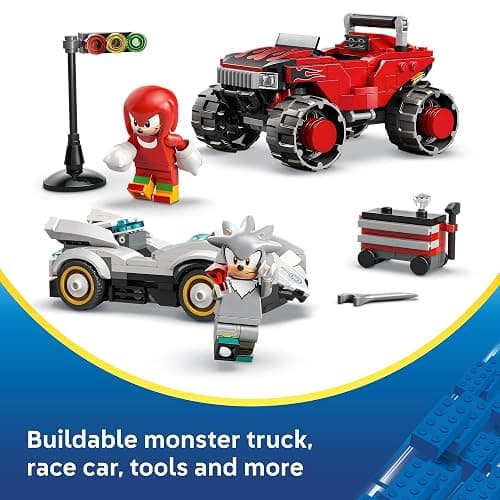 LEGO Sonic The Hedgehog Silver’s Car vs. Knuckles’ Monster Truck Building Toy for Boys & Girls - Racing Playset W/Silver & Knuckles Minifigures for Kids, Ages 8+ - Gift Idea for Birthdays - 77118 thumbnail 3