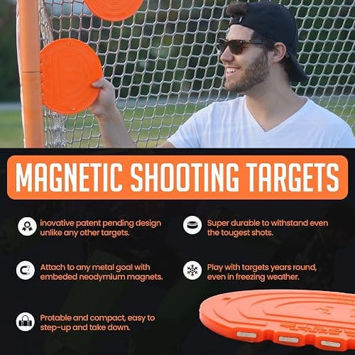 Top Shelf Targets 4 Pack Magnetic Hockey & Lacrosse Goal Targets - 8-Inch Orange thumbnail 2