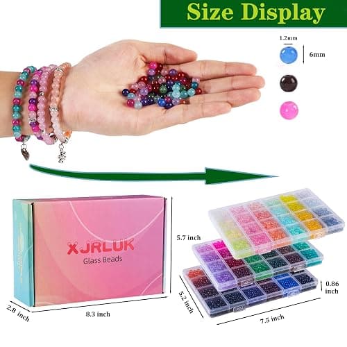XJRLUK Glass Beads Bracelet Making Kit, 3000 pcs 72 Colors 6 mm Crystal Beads for Jewelry Making, Glass Beads Kits for Beginners DIY Earrings Necklaces Rings Crafts Birthday Gifts thumbnail 3