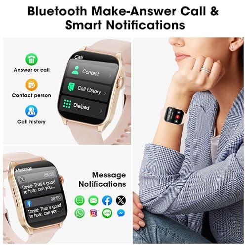 Smart Watches for Men Women, 1.91" HD Curve Screen Smartwatch (Answer/Make Call), Fitness Tracker with Heart Rate/Sleep Monitor, Pedometer, 100+ Sport Modes, Smart Watch for Android iPhone (Pink) thumbnail 3