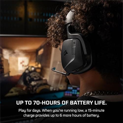Corsair Void v2 Wireless Gaming Headset with Bluetooth for PC, PS5, PS4, Switch, Mobile – Dolby Atmos, 70 Hr Battery, Dual Wireless, Lightweight, Fast Charging – Carbon thumbnail 6