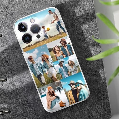 ABCJOJO Personalized Custom Phone Case for iPhone 17 16 15 14 13 12 11 Pro Max Mini Plus XR X Xs, Design Your Own Picture Phone Case, Scratch Resistant, Birthday Gift for Family and Friends(6 Photos) thumbnail 4