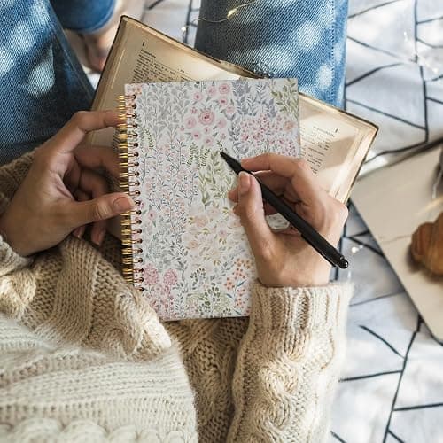 Wheatwin Cute Notebook, Aesthetic Spiral Notebook Journal for Women | Floral Pastel Pretty Hardcover Spiral Notebook for School, Pink Journal for Teen Girls Nurses Teacher 5.5x8.3 thumbnail 6