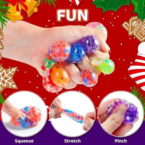 KIDRENFUN Christmas Party Bag Fillers Kids - 24 PCS Stocking Fillers Eve Box Fillers, Stress Ball for Kids Bulk, Class Prizes Mini Fidget Squishy Ball, Xmas Party Favours Boys thumbnail 5