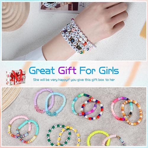 SJZWSD 6-Box Friendship Bracelet Making Kit - 16,000pcs Clay Beads, Seed Beads & Glass Beads Collection, Letter Beads, Charms thumbnail 7