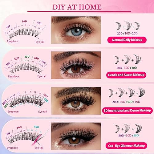 Waltz Lash Clusters Kit - Lash Clusters Lash Extension Kit with Bond and Seal Eyelash Cluster 20D30D40D50D-0.07D Cluster Eyelash Extensions Eyelash Extension Kit DIY at Home - Waltz thumbnail 5
