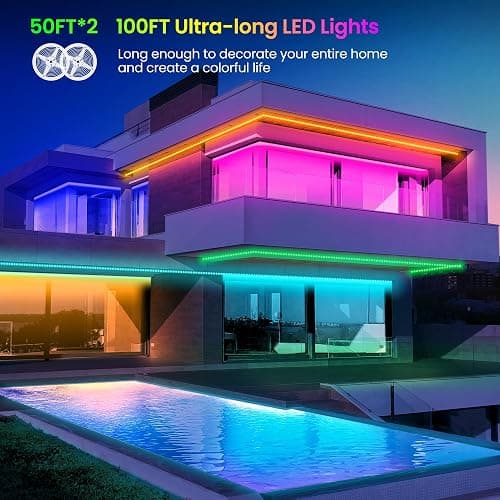 GUPUP LED Lights Strip 100 FT, LED Lights for Bedroom 100ft, RGB Rope Light for Room, Bluetooth APP Control,Color Changing Strip, Sync with Music,para Cuarto, for Bedroom Home Party Decoration thumbnail 6
