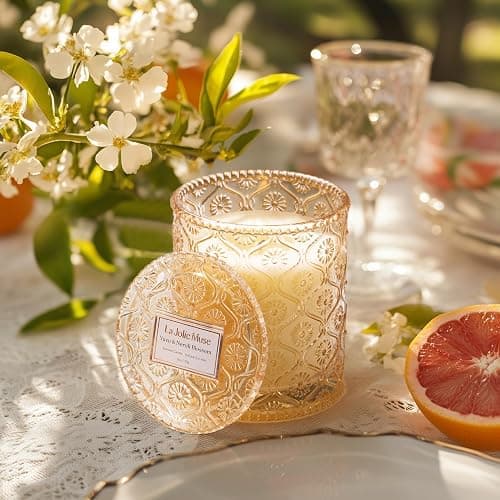 LA JOLIE MUSE Yuzu & Neroli Blossom Scented Candles, Citrus Candles for Home Scented, Natural Soy Wax Candle, Candles Gifts for Women, 6 oz 40 Hours Burn thumbnail 3