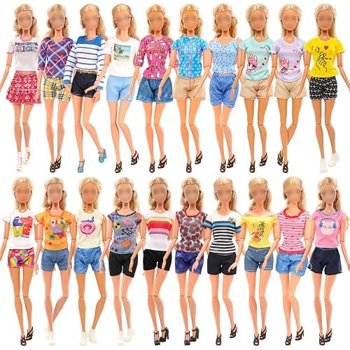 BARWA 10 Sets Doll Clothes Including 5 Bikini Swimsuits 5 Outfit Tops and Pants with 10 Shoes for 11.5 inch Dolls thumbnail 4
